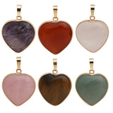 Amethyst Rose Quartz Heart Shape 20mm Stone Pendant with Silver Edge