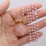 Rose Quartz Perfume Bottle Pendant for Jewelry Making