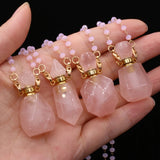Rose Quartz Perfume Bottle Pendant for Jewelry Making