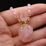 Rose Quartz Perfume Bottle Pendant for Jewelry Making