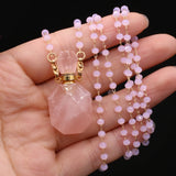 Rose Quartz Perfume Bottle Pendant for Jewelry Making