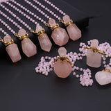 Rose Quartz Perfume Bottle Pendant for Jewelry Making