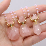 Rose Quartz Perfume Bottle Pendant for Jewelry Making