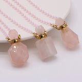 Rose Quartz Perfume Bottle Pendant for Jewelry Making
