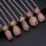 Rose Quartz Perfume Bottle Pendant for Jewelry Making