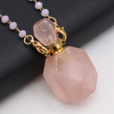 Rose Quartz Perfume Bottle Pendant for Jewelry Making