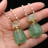 Green Aventurine Stone Perfume Bottle Pendant for Jewelry Making