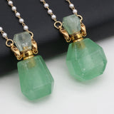 Green Aventurine Stone Perfume Bottle Pendant for Jewelry Making