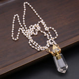 Pink Crystal Perfume Bottle Pendant Charm Freshwater Pearl Chain