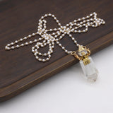 Pink Crystal Perfume Bottle Pendant Charm Freshwater Pearl Chain
