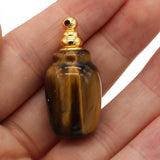 Rose Crystal Tiger Eye Stone Perfume Bottle Necklace Accessories
