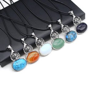 Reiki Heal Gourd Pendant Necklace Natural Stone Women's Jewelry