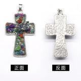 Amethyst Agate Crystal Stone Cross Pendant Necklace Charm Jewelry