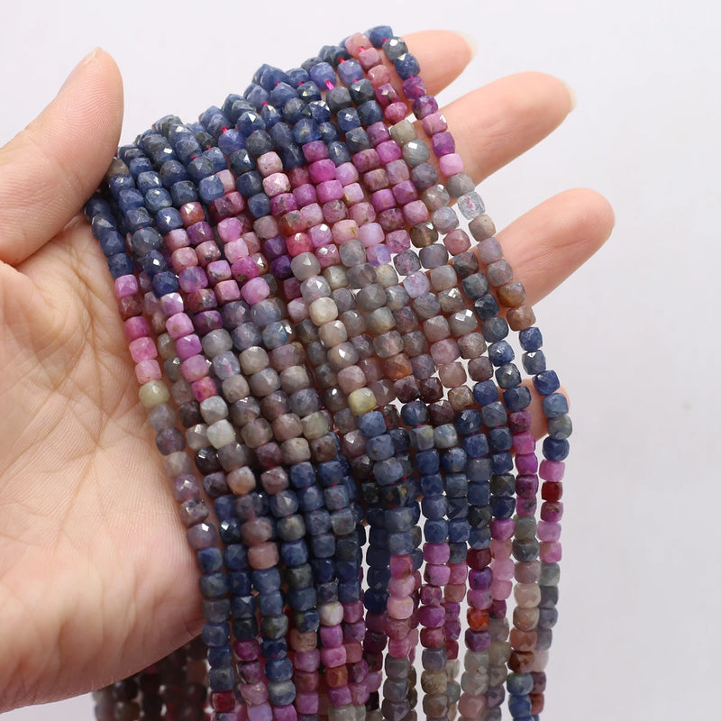 Red Sapphire Cut Faceted Square Loose Beads for Jewelry Making