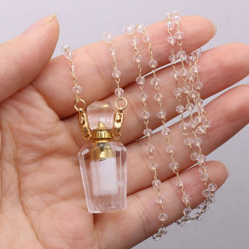 Crystal Perfume Bottle Pendant - Natural Semi-precious Stones
