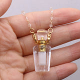 Crystal Perfume Bottle Pendant - Natural Semi-precious Stones