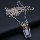 Crystal Perfume Bottle Pendant - Natural Semi-precious Stones