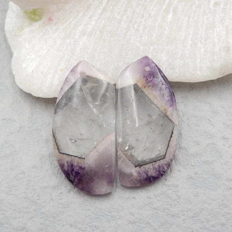Amethyst Earring Bead 30x14x5mm Natural Semi-precious Stone Jewelry