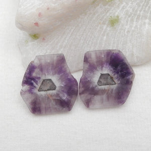 Amethyst Earring Bead 25x25x2mm Natural Semi-precious Stone
