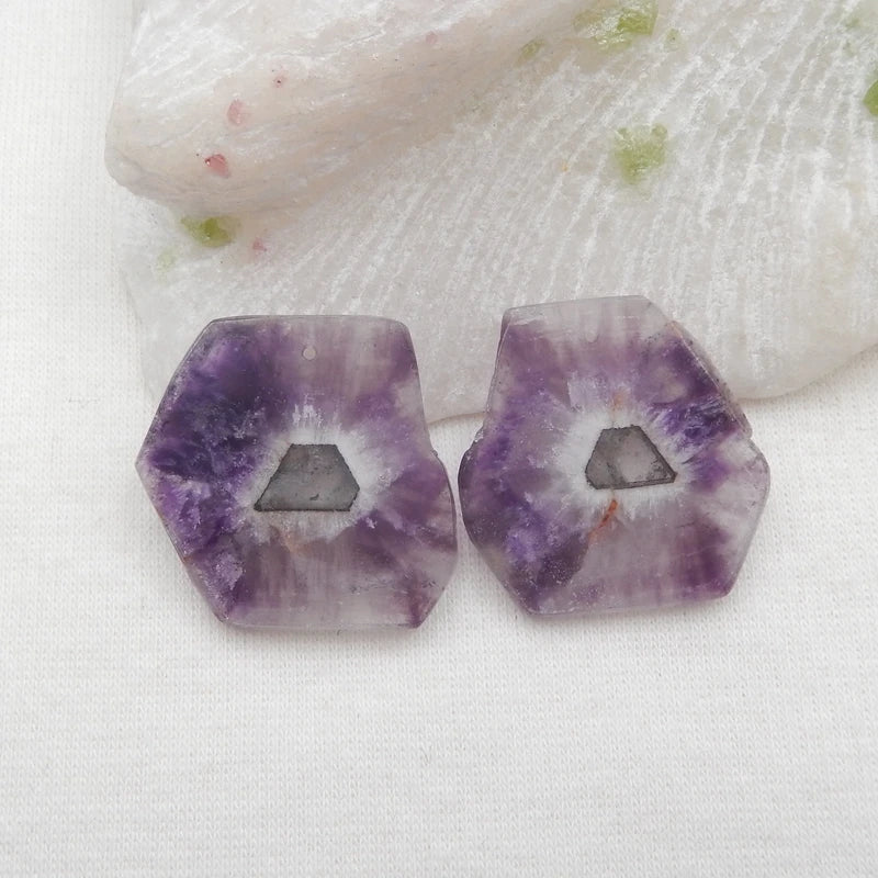 Amethyst Earring Bead 25x25x2mm Natural Semi-precious Stone