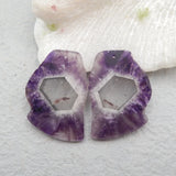 Amethyst Earring Bead 36x25x3mm Natural Semi-Precious Stone Jewelry Accessory