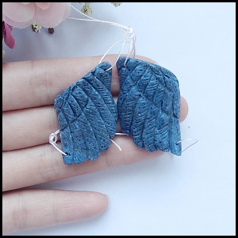 Carved Coral Wing Earrings, Natural Semi-precious Stones, Jewelry Accessories