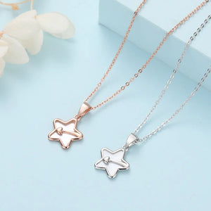 Mother of Pearl Star Pendant Necklace 925 Sterling Silver Minimalist Jewelry