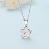 Mother of Pearl Star Pendant Necklace 925 Sterling Silver Minimalist Jewelry