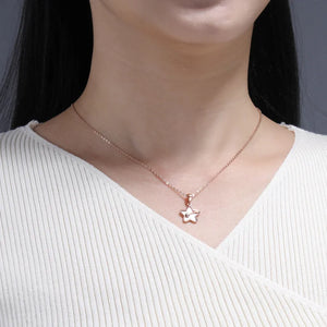 Mother of Pearl Star Pendant Necklace 925 Sterling Silver Minimalist Jewelry