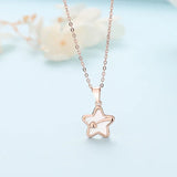 Mother of Pearl Star Pendant Necklace 925 Sterling Silver Minimalist Jewelry
