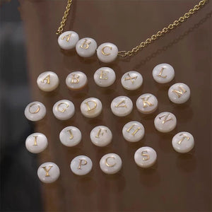 Shell A-Z Alphabet Letter Charm Beads 8mm Round Mother Pearl Seashell Beads