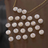 Shell A-Z Alphabet Letter Charm Beads 8mm Round Mother Pearl Seashell Beads