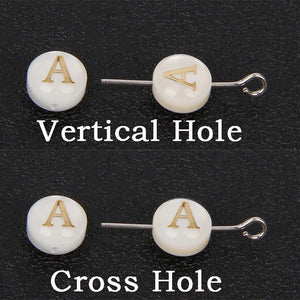 Shell A-Z Alphabet Letter Charm Beads 8mm Round Mother Pearl Seashell Beads
