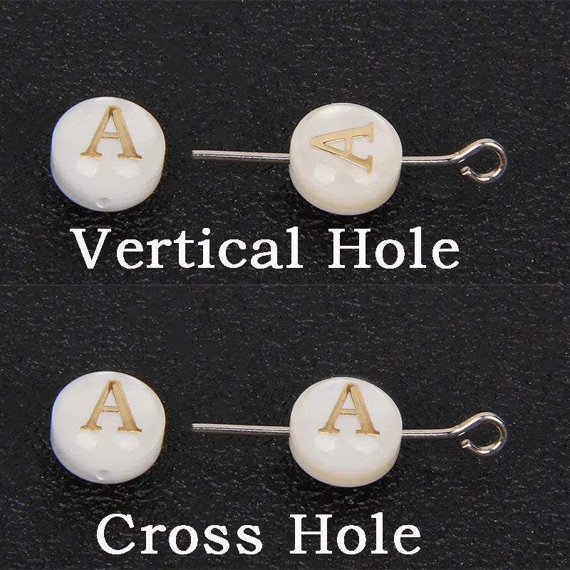 Shell A-Z Alphabet Letter Charm Beads 8mm Round Mother Pearl Seashell Beads