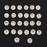 Shell A-Z Alphabet Letter Charm Beads 8mm Round Mother Pearl Seashell Beads