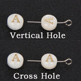 Shell A-Z Alphabet Letter Charm Beads 8mm Round Mother Pearl Seashell Beads