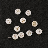 Natural Shell Alphabet Beads Round Flat Letter Mother of Pearl Beads 8mm