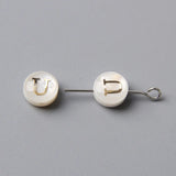Natural Shell Alphabet Beads Round Flat Letter Mother of Pearl Beads 8mm