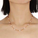 Natural Shell Beads 18K Plated Chain Necklace Vintage Women Jewelry