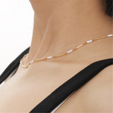 Natural Shell Beads 18K Plated Chain Necklace Vintage Women Jewelry