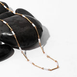 Natural Shell Beads 18K Plated Chain Necklace Vintage Women Jewelry