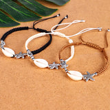 Shell Beads Bracelet Women Starfish Turtle Charm Adjustable Rope Bracelet