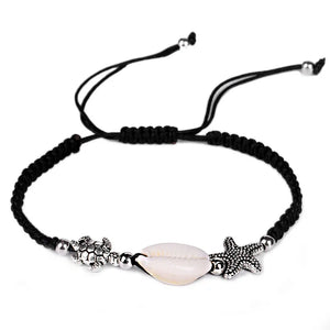 Shell Beads Bracelet Women Starfish Turtle Charm Adjustable Rope Bracelet