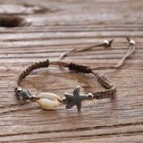 Shell Beads Bracelet Women Starfish Turtle Charm Adjustable Rope Bracelet