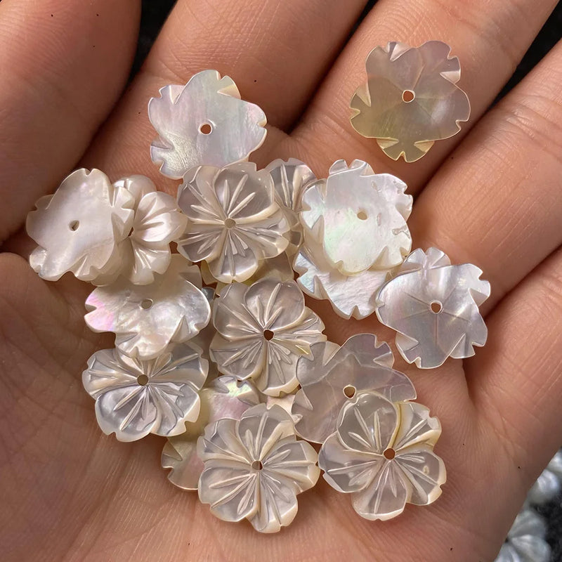 Carved-flowered Mother Of Pearl Shell Beads for Jewelry Making