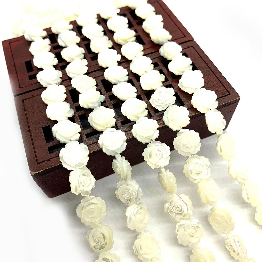 Shell Beads Engraved Rose Flowers Earring Making DIY Vintage Necklace Bracelet