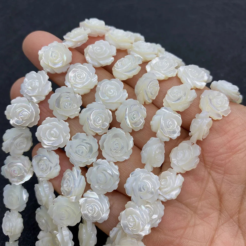 Shell Beads Engraved Rose Flowers Earring Making DIY Vintage Necklace Bracelet