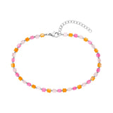 Shell Beads Happiness ANKLET with Pink Glass Beads