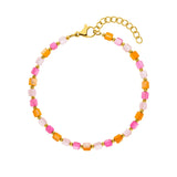 Natural Shell Beads Happiness Bracelet with Pink Glass Beads