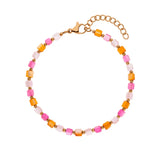 Natural Shell Beads Happiness Bracelet with Pink Glass Beads